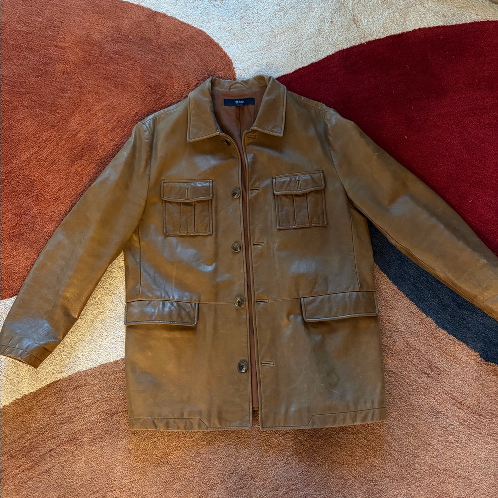Gap Men's Brown Leather Field Jacket